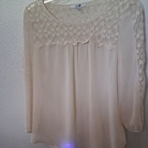Papaya Cream Lace Detail Blouse